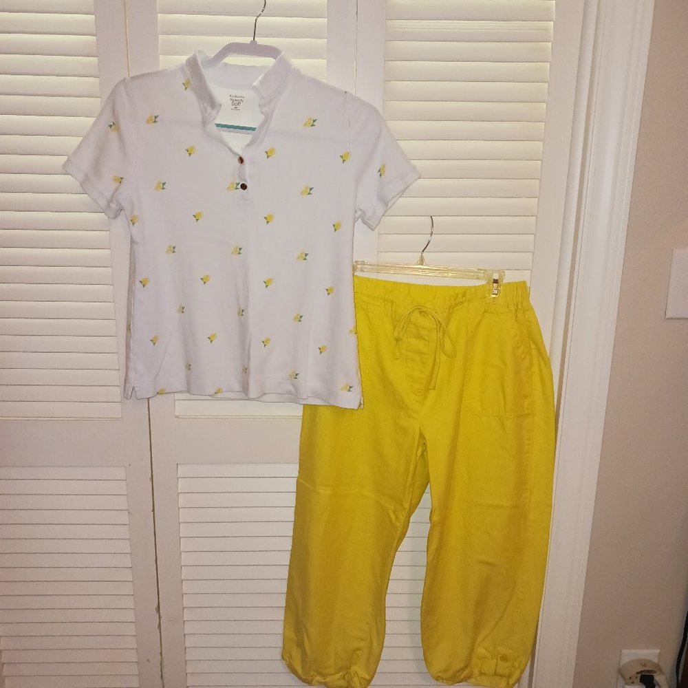 Women's oh so cute Lemon Yellow Top and matching yellow Capri's